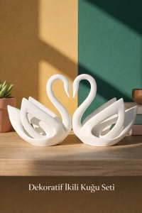 Dekoratif İkili Kuğu Seti – PLA Çevre Dostu Minimal Modern Biblo